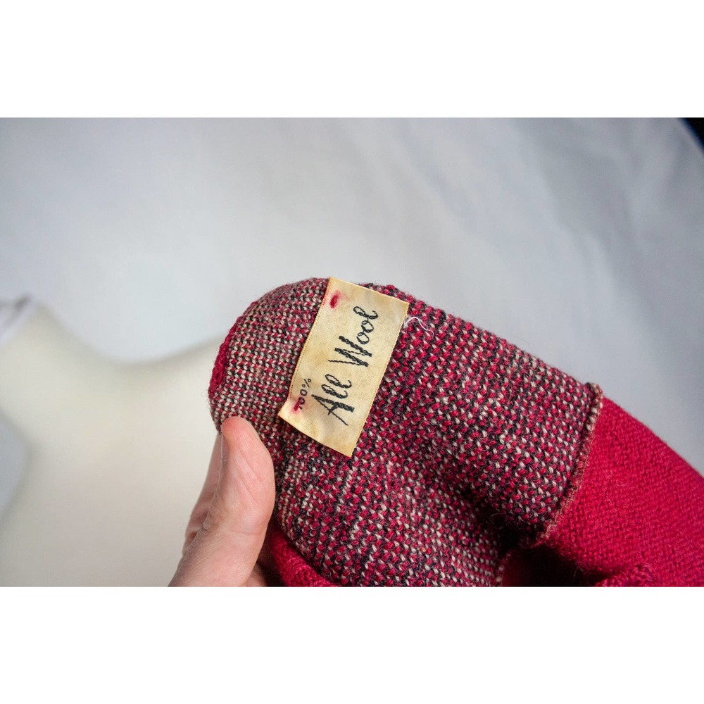 Vintage 100% Wool Red Christmas Sweater Cardigan